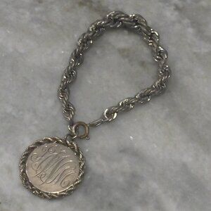 Sterling monogrammed medallion bracelet